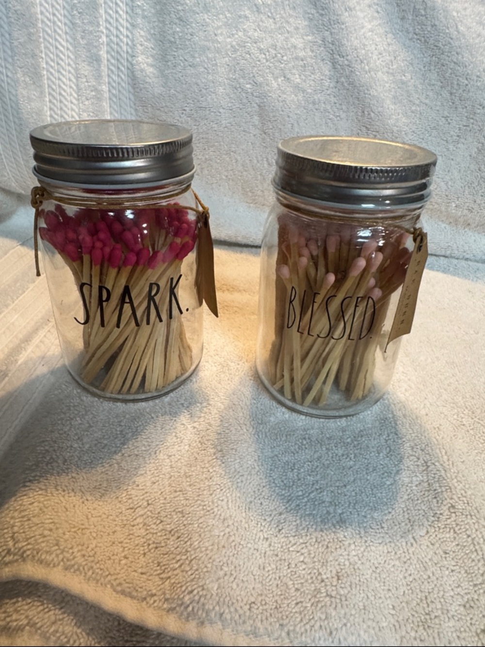 Rae Dunn Set of 2 SPARK + BLESSED Match Holder Jars